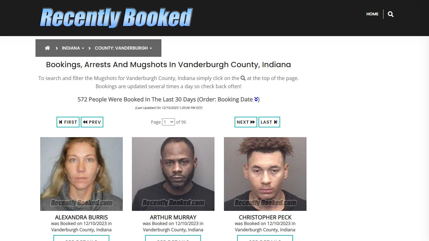 Bookings, Arrests and Mugshots in Vanderburgh County, Indiana